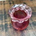 Pilgrim Glass Cranberry Short Vase Ruffle Rim Swir