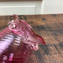 Pilgrim Glass Cranberry Short Vase Ruffle Rim Swir