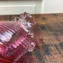 Pilgrim Glass Cranberry Short Vase Ruffle Rim Swir