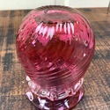 Pilgrim Glass Cranberry Short Vase Ruffle Rim Swir