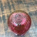 Pilgrim Glass Cranberry Short Vase Ruffle Rim Swir