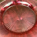 Cranberry Glass Covered Cheese Butter Dish Round U