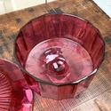 Cranberry Glass Covered Cheese Butter Dish Round U