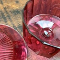 Cranberry Glass Covered Cheese Butter Dish Round U