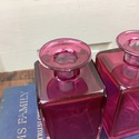 Pair Art Deco Cranberry Pink Vanity Decanters Bott