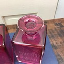 Pair Art Deco Cranberry Pink Vanity Decanters Bott
