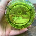 Antique Lime Green Glass Miniature Oil Lamp Hand P