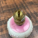 Miniature Oil Lamp White Milk Glass Painted Floral