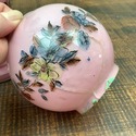 Victorian Pink Cased Glass Miniature Oil Lamp Flor