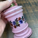 Victorian Pink Cased Glass Miniature Oil Lamp Flor