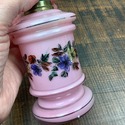 Victorian Pink Cased Glass Miniature Oil Lamp Flor