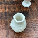 White Milk Glass Miniature Oil Lamp Scroll Floral 