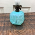 Blue Satin Glass Miniature Oil Lamp Drape Petal Pa