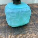 Blue Satin Glass Miniature Oil Lamp Drape Petal Pa