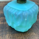 Blue Satin Glass Miniature Oil Lamp Drape Petal Pa
