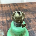 Vintage Green Glass Oil Lamp Miniature Petite Gold