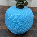 Victorian Blue Milk Glass Miniature Oil Lamp Latti