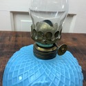 Victorian Blue Milk Glass Miniature Oil Lamp Latti