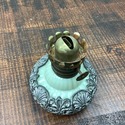 Yellow Custard Glass Miniature Oil Lamp Silver Met