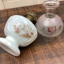 Antique Victorian Miniature Oil Lamp Milk Glass Ch