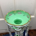 Pair Mantel Lusters Cased Glass Green White Bohemi