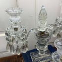 Pair Vintage Glass Candelabras Double Arms w Loads