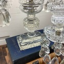 Pair Vintage Glass Candelabras Double Arms w Loads