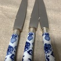 Antique Blue Onion Porcelain Knives Set of 3 Blue 