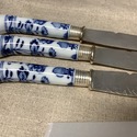 Antique Blue Onion Porcelain Knives Set of 3 Blue 