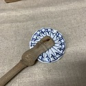Antique Blue White Onion Pastry Wheel Crimper Wood