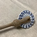 Antique Blue White Onion Pastry Wheel Crimper Wood