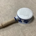 Antique German Porcelain Strainer Pierced Ladle Cu