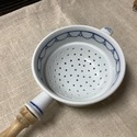 Antique Blue Onion Large Strainer Bowl Cooking Too