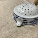Antique Blue Onion Large Strainer Bowl Cooking Too