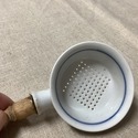 Antique Blue Onion Kitchen Sieve Tea Strainer Wood
