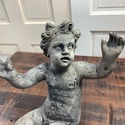 Seated Putty Cherub Resin Figure Large Muted Grey 