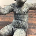 Seated Putty Cherub Resin Figure Large Muted Grey 
