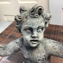 Seated Putty Cherub Resin Figure Large Muted Grey 