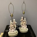 Pair Vintage Porcelain Figural Lamps Courting Male