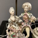 Pair Vintage Porcelain Figural Lamps Courting Male