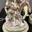 Pair Vintage Porcelain Figural Lamps Courting Male