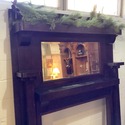 Antique Oak Fireplace Mantel Surround w Mirror Ear