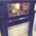 Antique Oak Fireplace Mantel Surround w Mirror Ear
