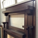 Antique Oak Fireplace Mantel Surround w Mirror Ear