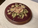 Antique Needlepoint Footstool Foot Rest Ottoman Fr