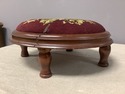 Antique Needlepoint Footstool Foot Rest Ottoman Fr