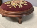 Antique Needlepoint Footstool Foot Rest Ottoman Fr