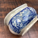 Antique Blue White Transferware Sugar Bowl w Lid O