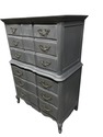 Vintage Tall 6 Drawer Dresser Painted Deep Gray Fr