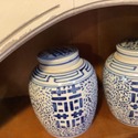 Pair Blue White Ginger Jars Double Double Happines